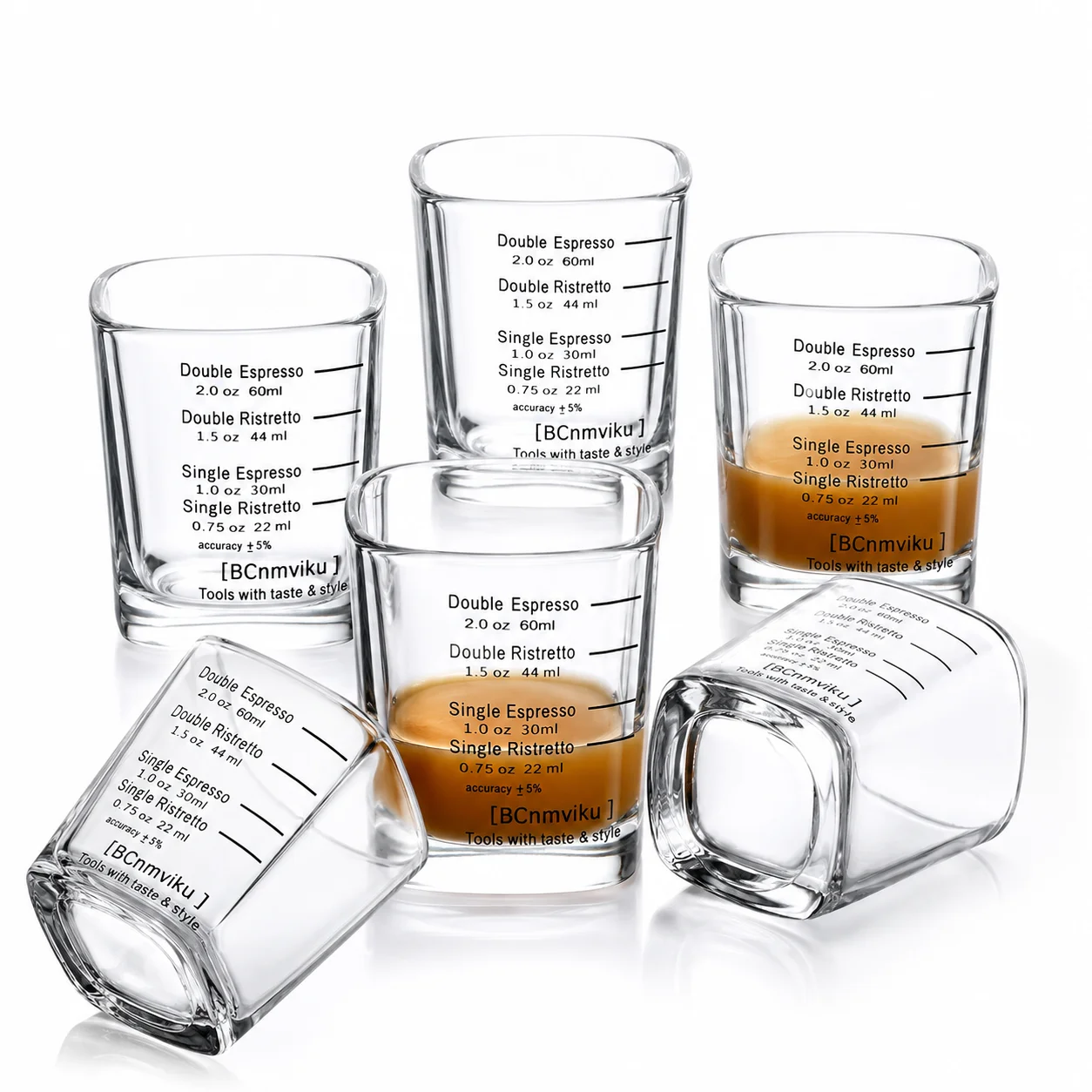 

6 Pack Mini Whiskey Shot Glasses, 60ml Clear Glass Espresso Measuring Cups , Small Liquor Tasting Glasses for Whiskey