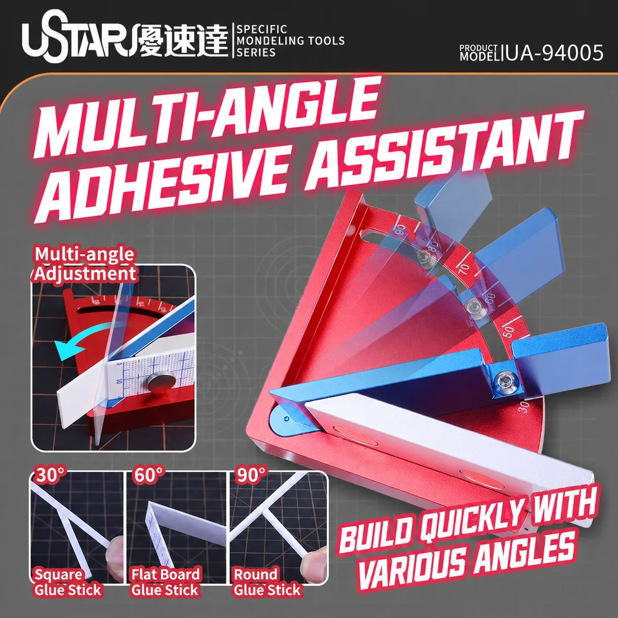 Ustar UA‑94005 Multi‑Angle Adjustable  Auxiliary Holder Model Assembly Helper Tool for Hobby DIY Model Building