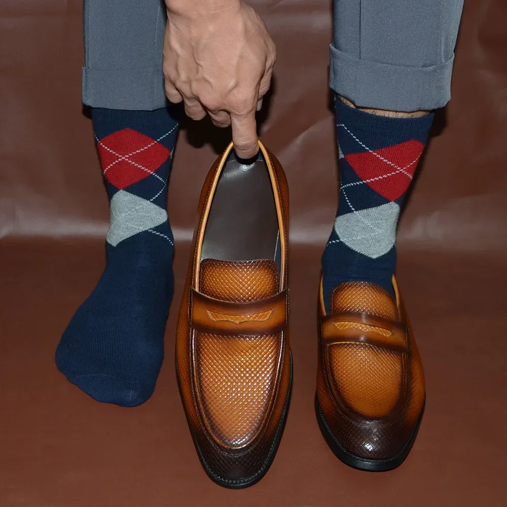 Classic Luxury Men's Penny Loafer Wedding Dress Shoes Handmade Genuine Cow Leather Slip-On Black Brown Office Formal Shoes Man