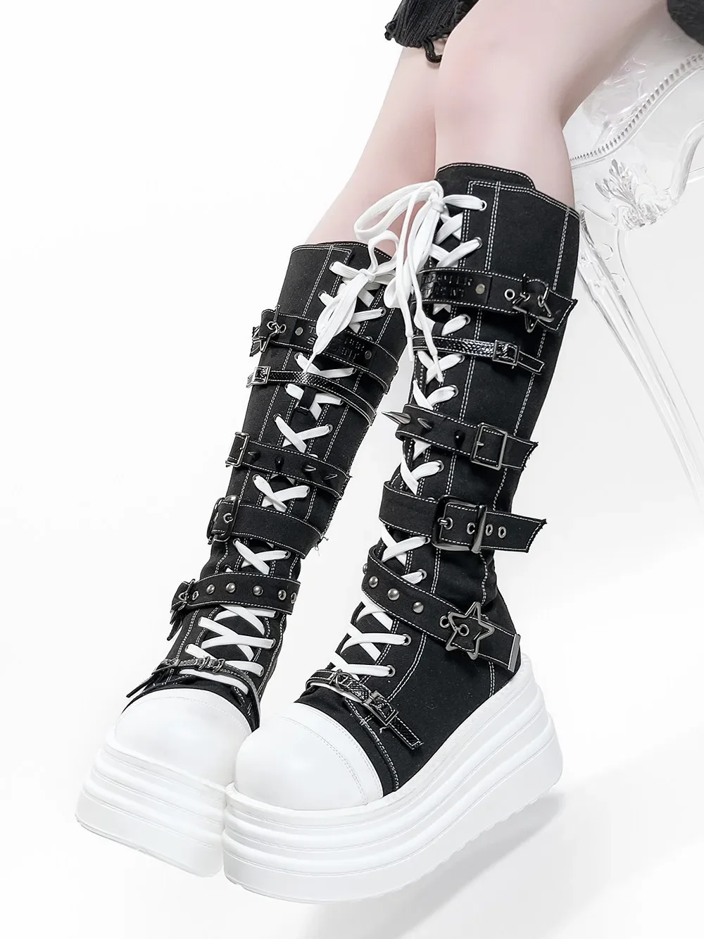 Transfer Student Bondage Field Original Subculture Sponge Cake Thick Soled Boots Y2k Versatile Punk Boots Millennium Style Boots