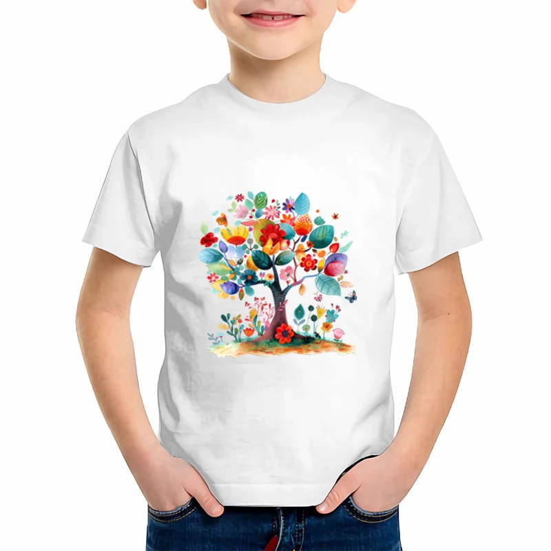 20cm kids Cartoon Color trees Iron On Heat Transfer Sticker For Clothes Pinted Vinyl Thermal Appliques Washable T-Shirt Decal