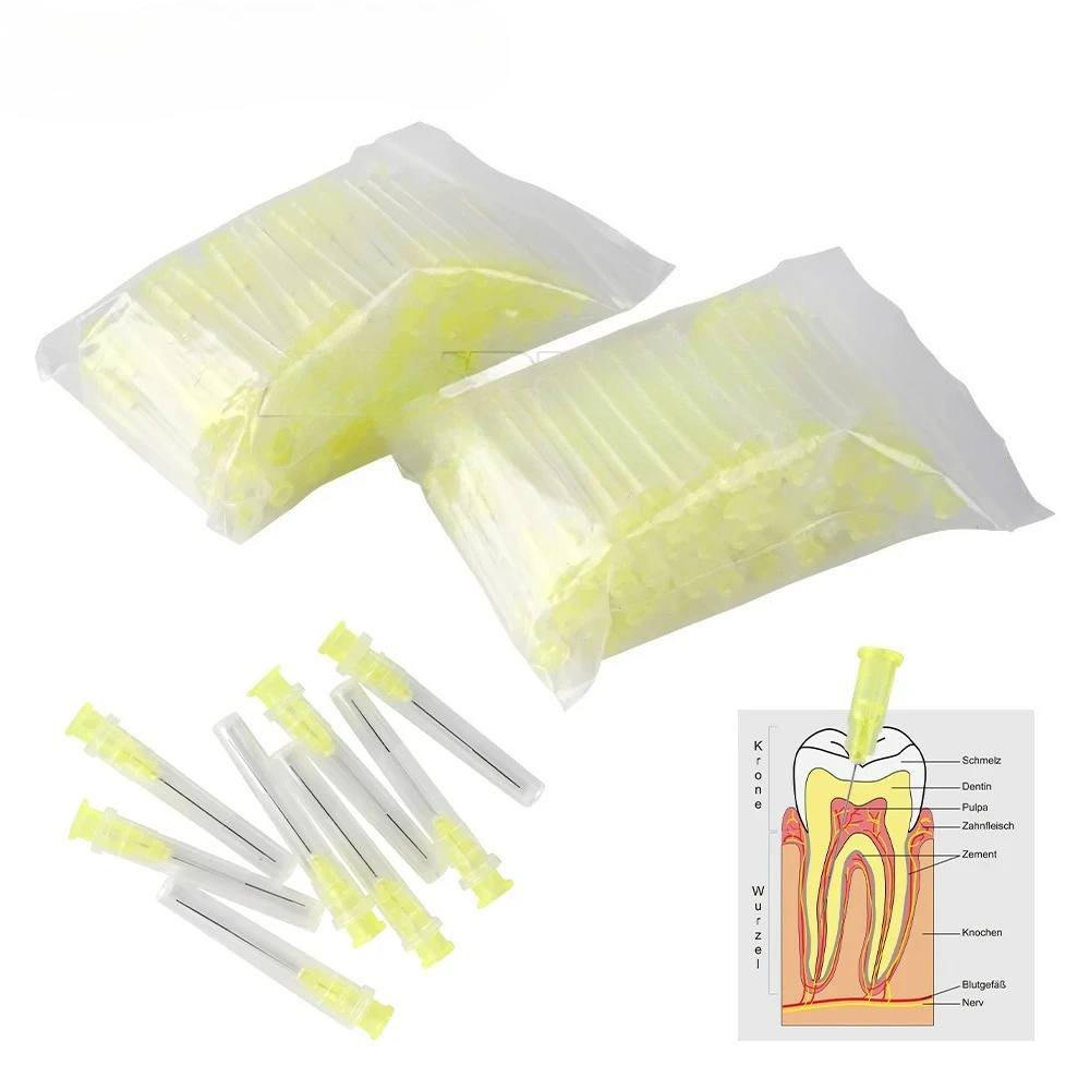 NIGF 100 قطعة طرف إبرة الأسنان إندو قناة الري غسل إبرة تلميح نهاية مغلقة الجانب ثقب إندو حقنة الجذر