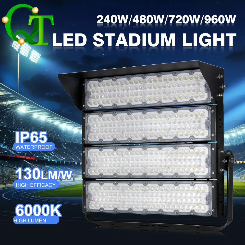 240W-1200W LED Stadium Flood Light 6000K Waterproof IP65 Outdoor Square Tunnel Football Field Lighting