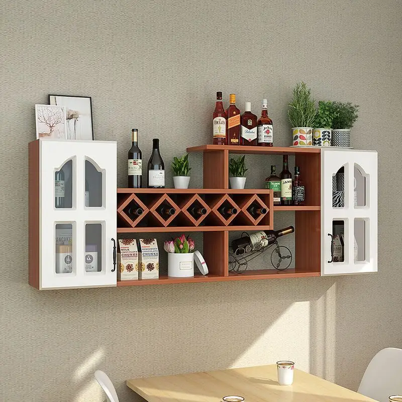 Wine cabinet wine rack modern simple wall storage rack wall mounted red  rack diamond  compartment restaurant hanging