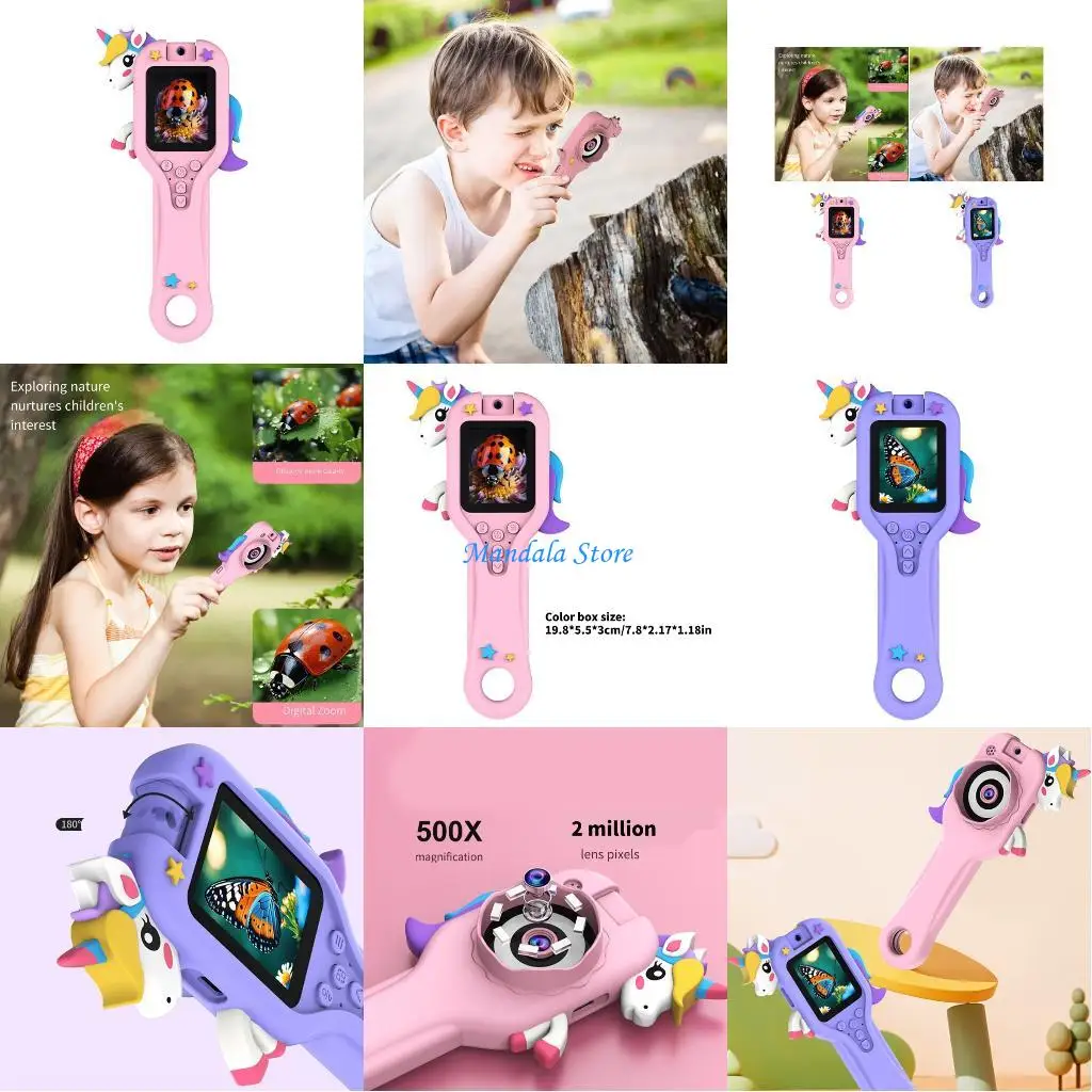 

U2JC Kids Exploration Microscope 4X Lens 500X Digital Magnification Easy Carry Set