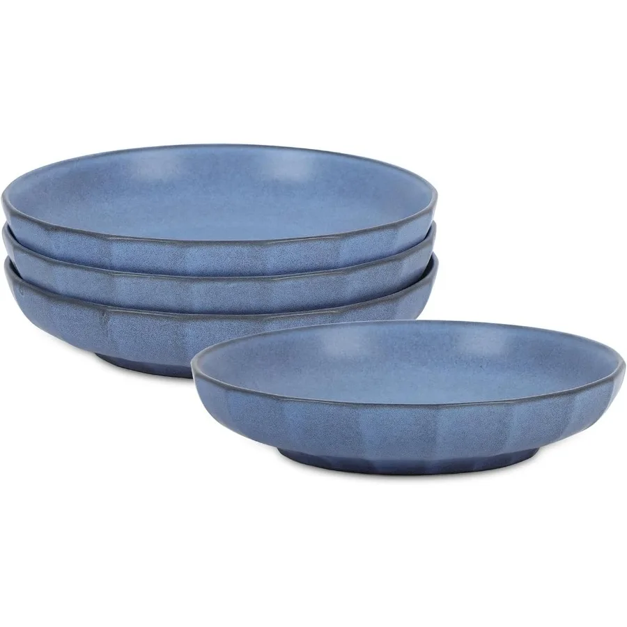 

4Piece Pasta Bowl Set Stoneware Blue
