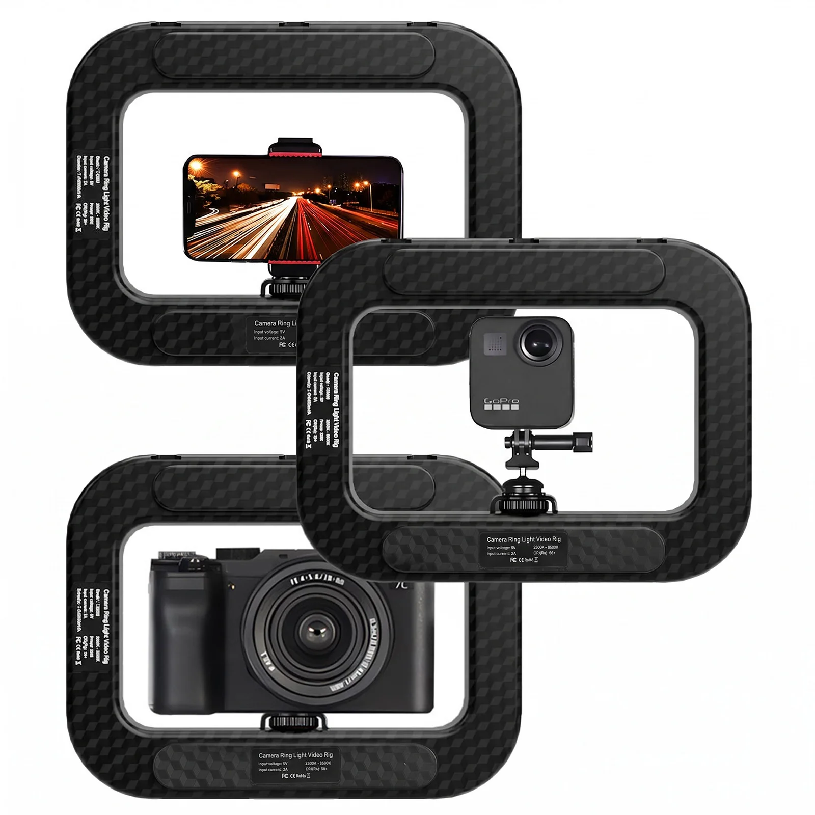 Portable Square Fill Light Multi-Purpose Smartphone Video Rig Lamp Rechargeable Handheld Selfie Light for Live Broadcast