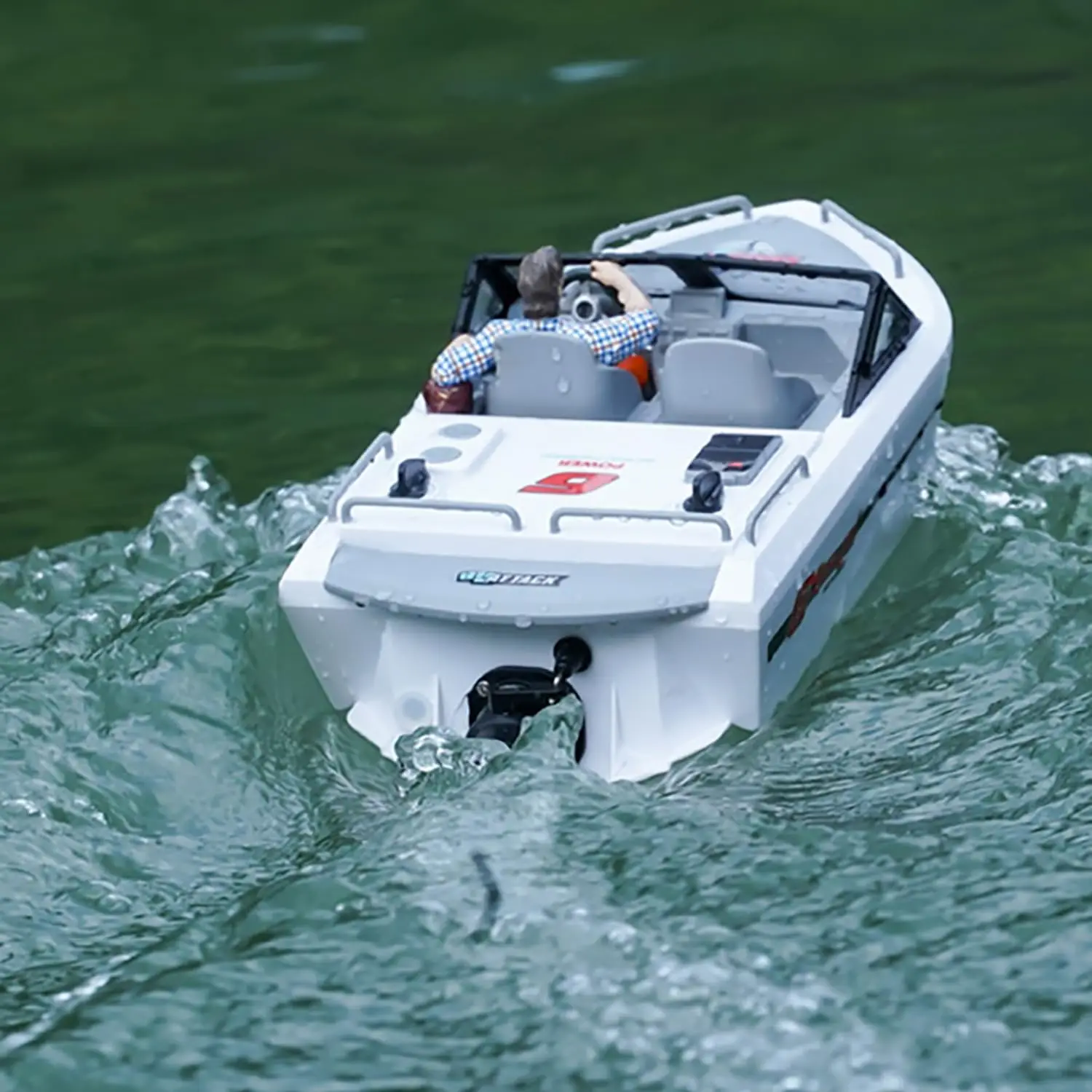 RC Jet Boat Remote Control Racing Boat Watercraft 10km/h 1/12 Scale 2.4Ghz 4CH for Boys Beginners 8y+ on Lake Pool RTR (White RT