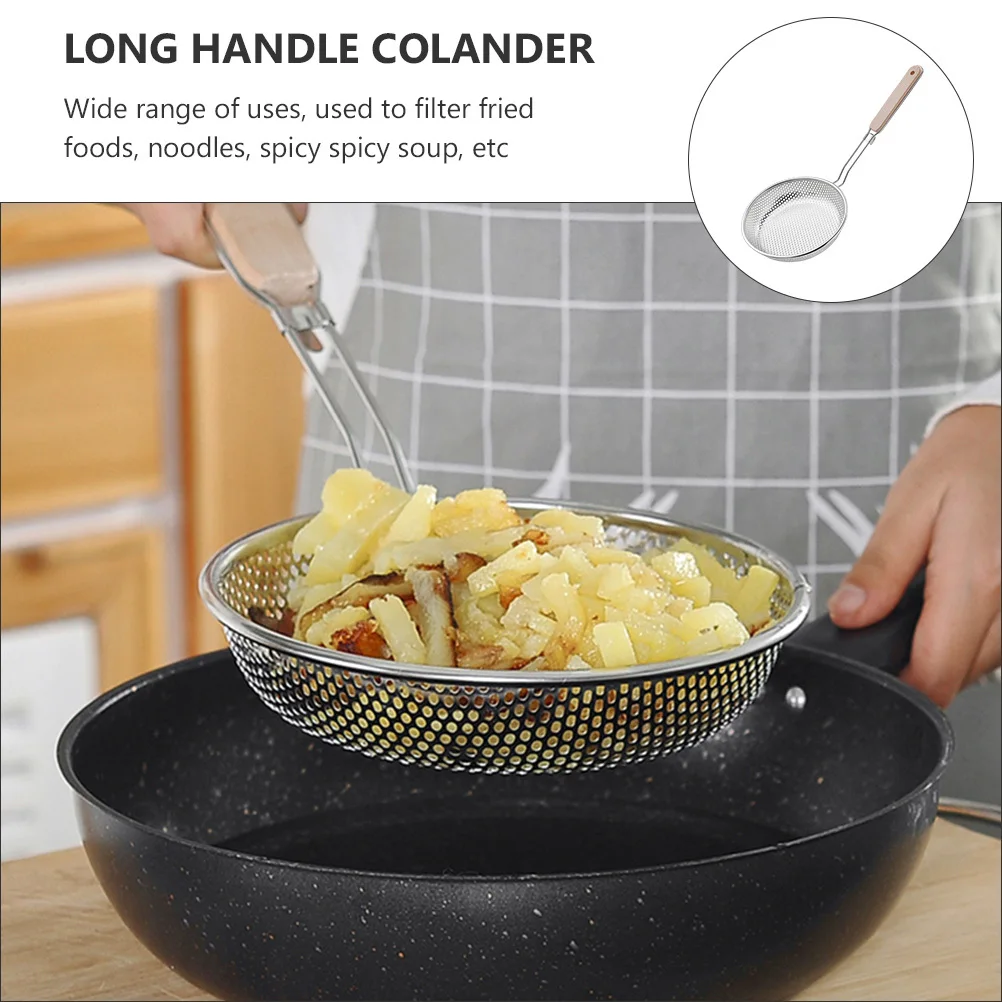 

1Pcs Stainless Steel Food Grade Strainer Spoon Colander Long Handle Oil Filter Skimmer Kitchen Gadget for Cooking Fried Noodles