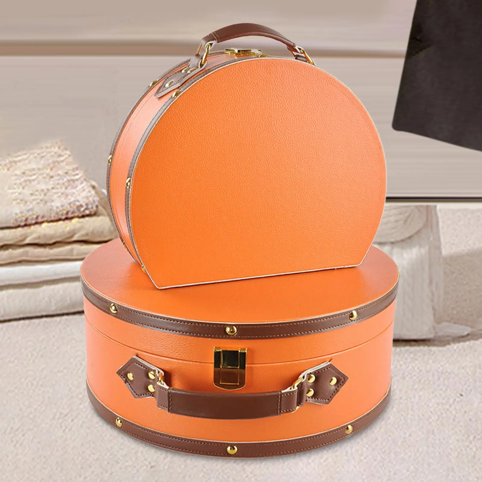 2x Luggage with Handle Scrapbook Storage Box Ornament Locking Cosmetic Case