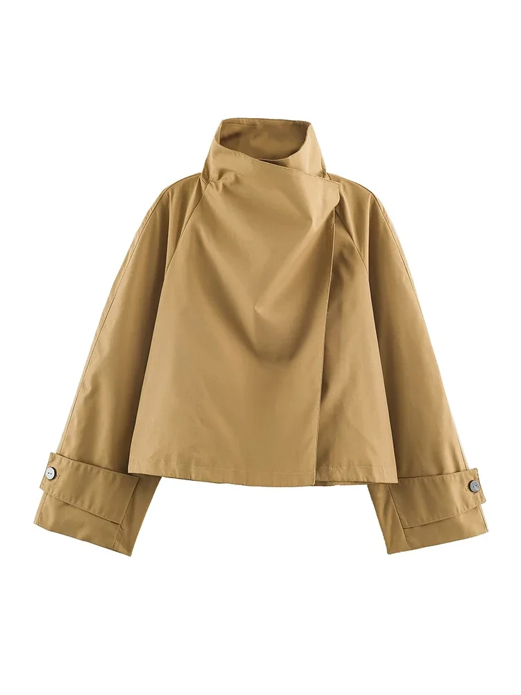 Women's Loose TFMLN Trench Jacket Stand-Collar Commute Style Lightweight Jacket Coat Simple Solid Color Fashion Jacket New