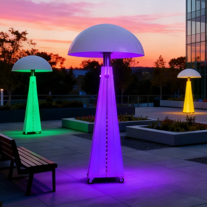Outdoor Heater Infrared Patio Heater RGB Remote Control Outdoor PE Shell Gas Heater 16 Color Changing