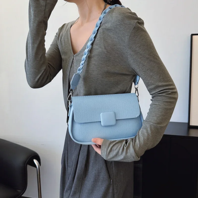 

New Fashionable Grained Leather Square Bag Women Flap Shoulder Crossbody Purse High-Quality Small Handbag Trendy Designer Bag