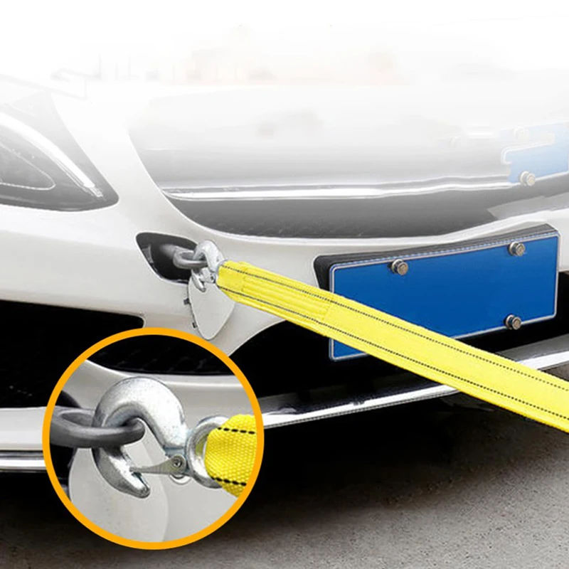 Heavy Duty Car Tow Rope Strap Belt High Strength Nylon Strap with Strong Metal Hook Towing Cable for Trailer