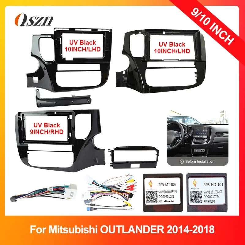 QSZN 10.1 Inch For MITSUBISHI Outlander 2014-2019 Car Radio 2 Din Head Unit Panel DVD GPS MP5 Android Player Fascia Dash Frame