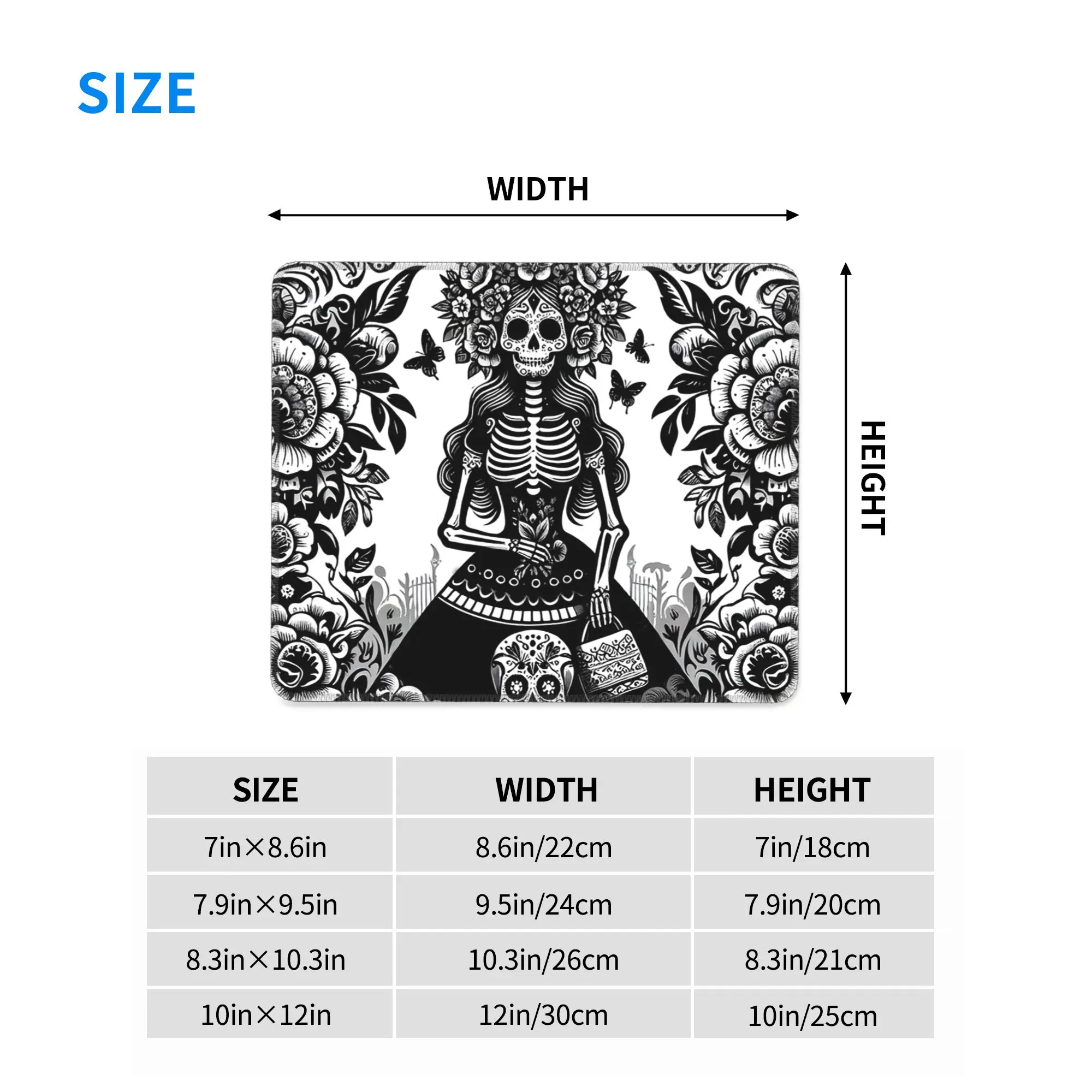 Mexican Catrina Girl Day Of The Dead Sugar Skull Mouse Pad Computer Keyboard Mouse Mat PC Laptop Desk Mat Accessories Table Mats