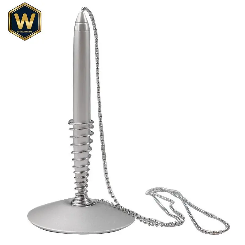 For Spring Desk Pen, Full Metal Front Desk Pen, Counter Pen, Table Pen for Bank, Hotel & Restaurant