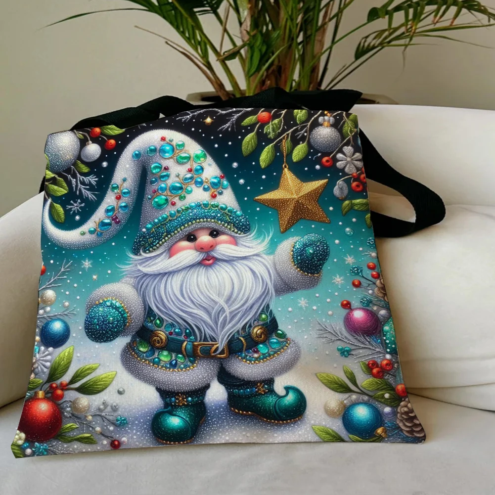 

4 шт., рождественская льняная сумка-тоут, большая вместительная женская сумка на плечо для покупок