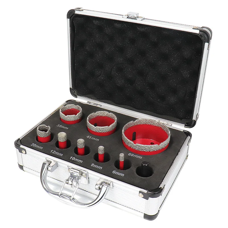 

9-Piece Brazing Hole Drilling Kit with 6-68mm Angle Grinder Tiles and Dry Stone Drills