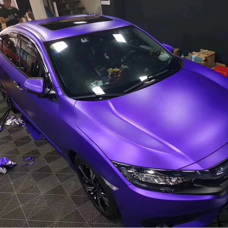 

Матовая металлическая фиолетовая виниловая пленка в рулоне, самоклеящаяся наклейка для автомобиля