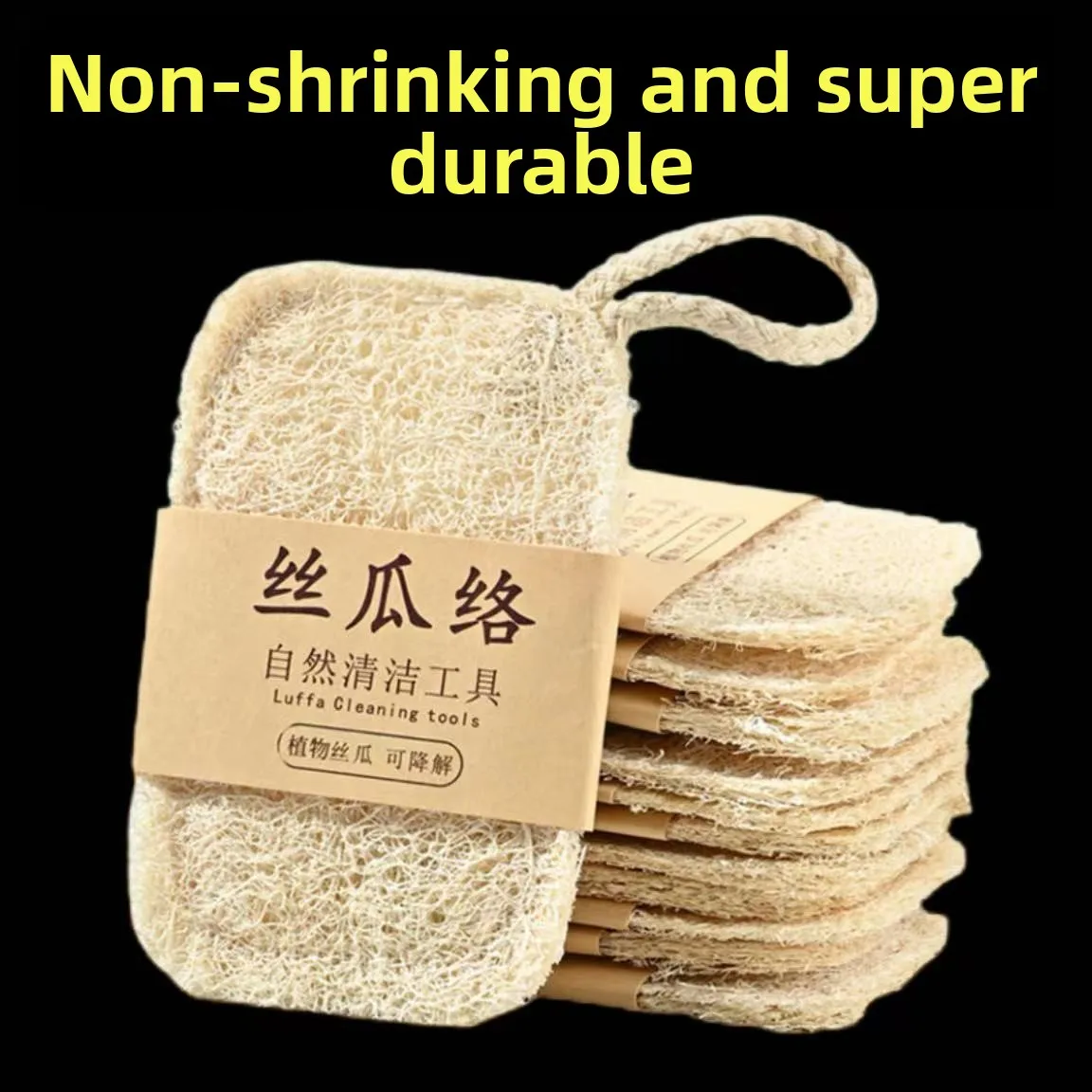 Natural Loofah Kitchen Sponge MultipurposeEco Dish Scrubber Biodegradable Plant Fiber Scourer for Pots Pans and Body Exfoliating