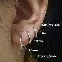 2-6pcs/lot Stainless Steel Simple Metal Circle Small Hoop Earrings For Women Girls Piercing Jewelry Geometric Round Helix Ear