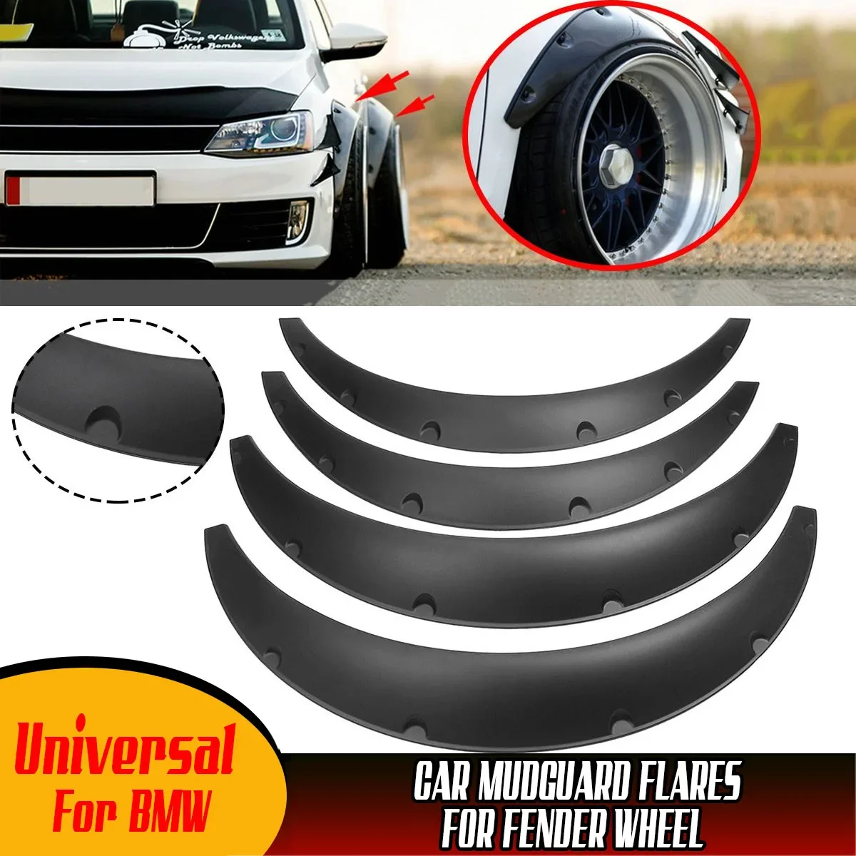 Flare pelindung lumpur mobil Universal, untuk roda Fender fleksibel tahan lama untuk BMW E90 E91 E92 E93 E80 E81 E82 E87 E88 E36 E39 E46 E60 E61