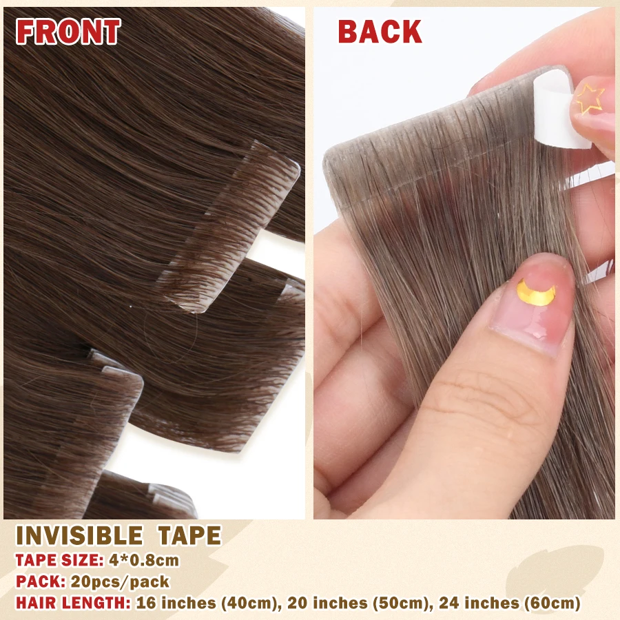 Neitsi Invisible Tape Hair Extensions Hand Tied Tape in Hair Extensions Human Hair Natural Straight Adhesive Tape Extension 20pc