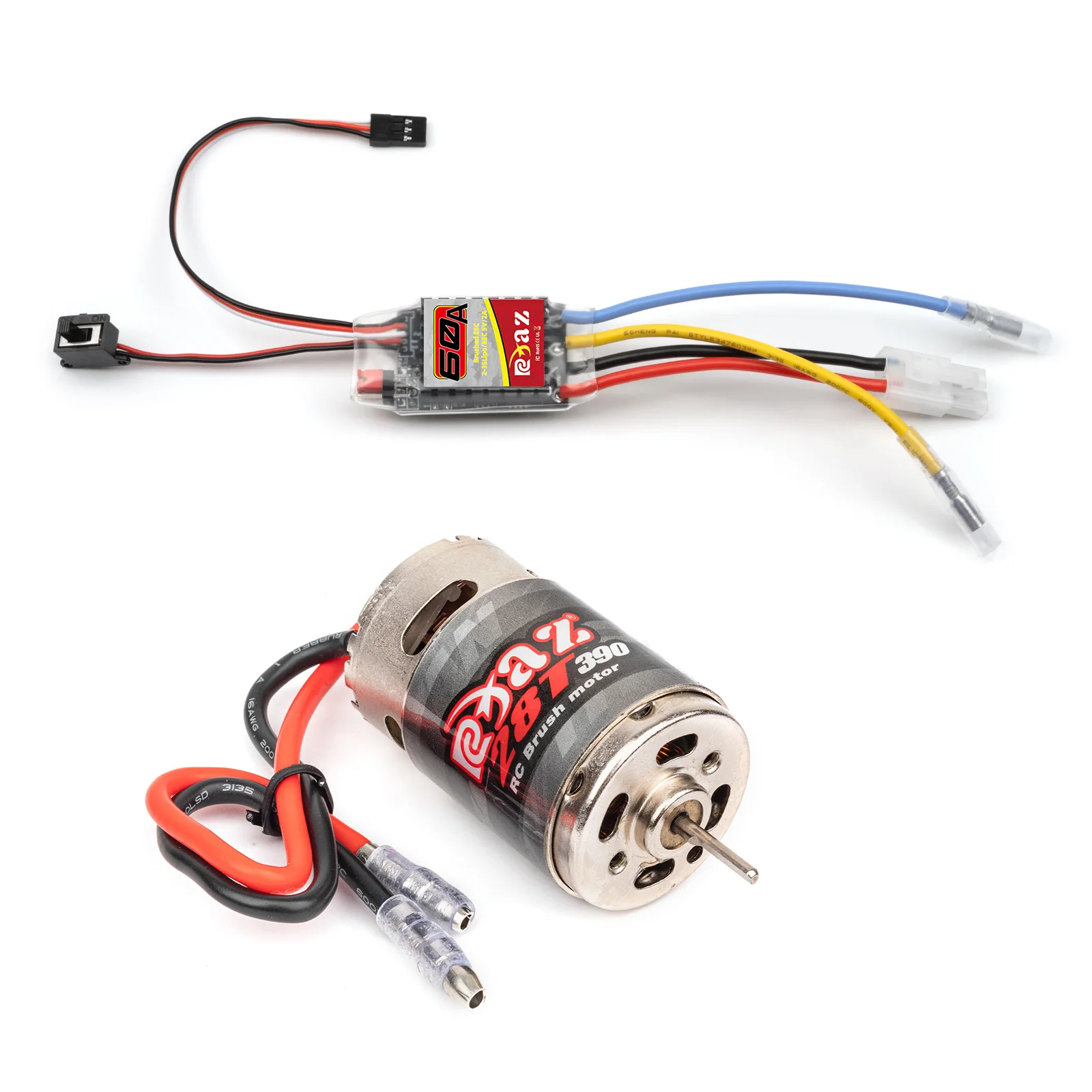 RCXAZ RC 60A ESC Brushed Motor 370 380 390 Waterproof JST/Point Plug Stainless Steel High Torque For 1/18 1/16 RC Car Crawler
