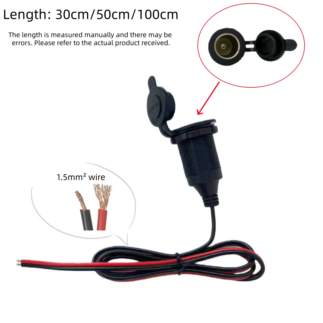 High power 12V/24V car cigarette lighter power socket with fixed threaded socket