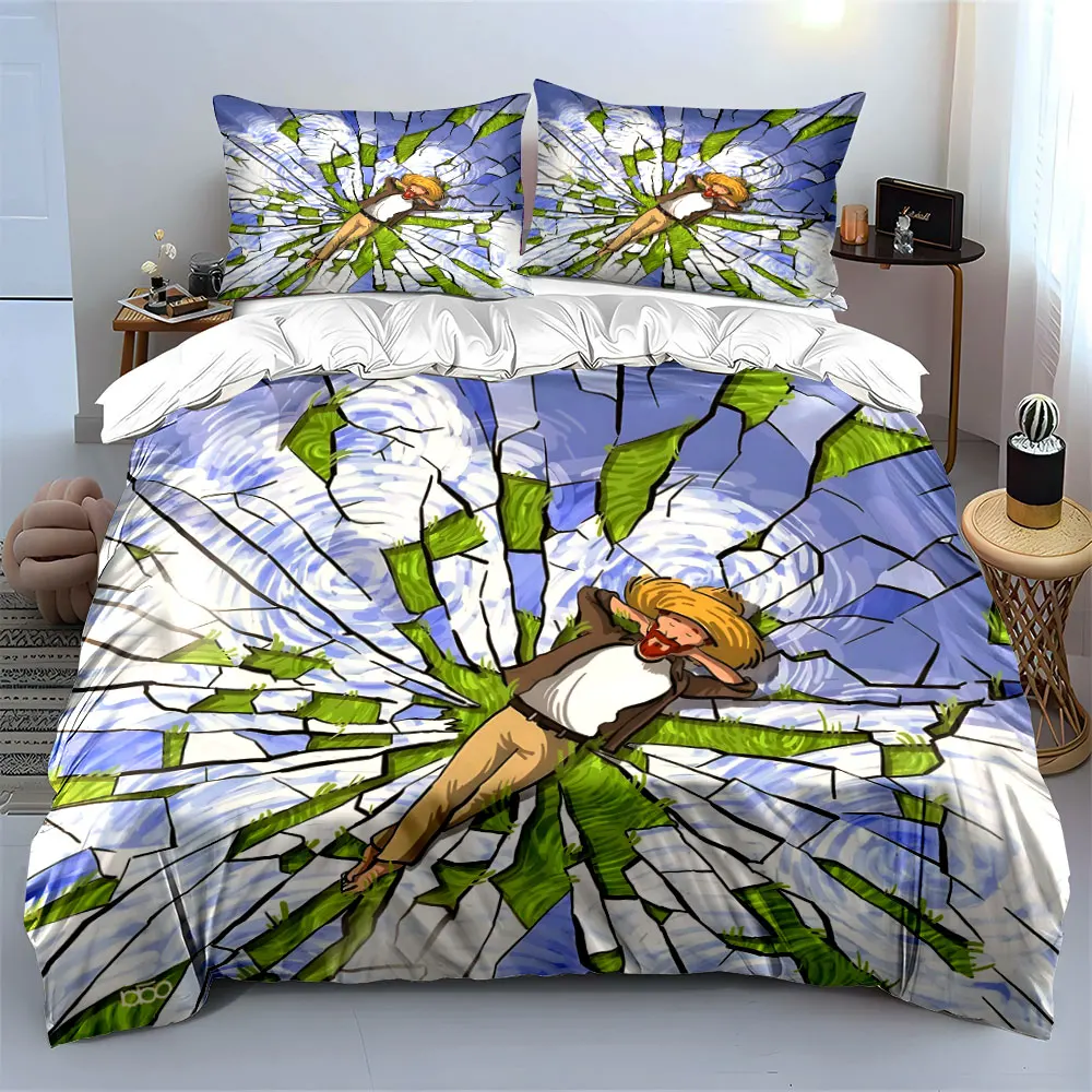 Relaxing Farmer Art Decor Set Bedding Set with 1 Duvet Cover 2 Pillowcases Single Double King Queen, Gift