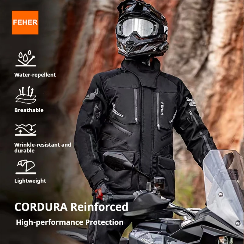 

FEHER Motorcycle Jacket Man Waterproof and Windproof Moto Rally Suits Four Seasons Three-layer Suitable for Long-distance Riding