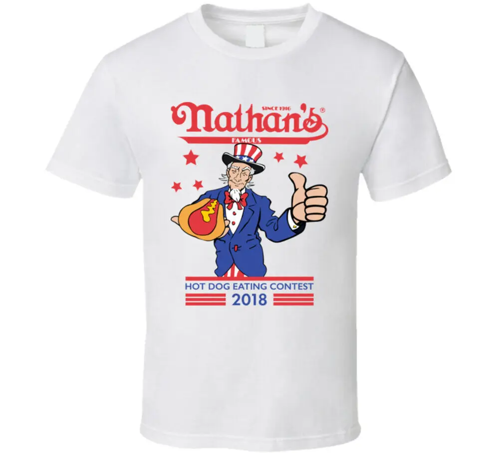 Nathan's Famous Hot Dog Eating Contest Joey Chestnut T Shirt  Tees Cotton Luxury brand vintage oversized