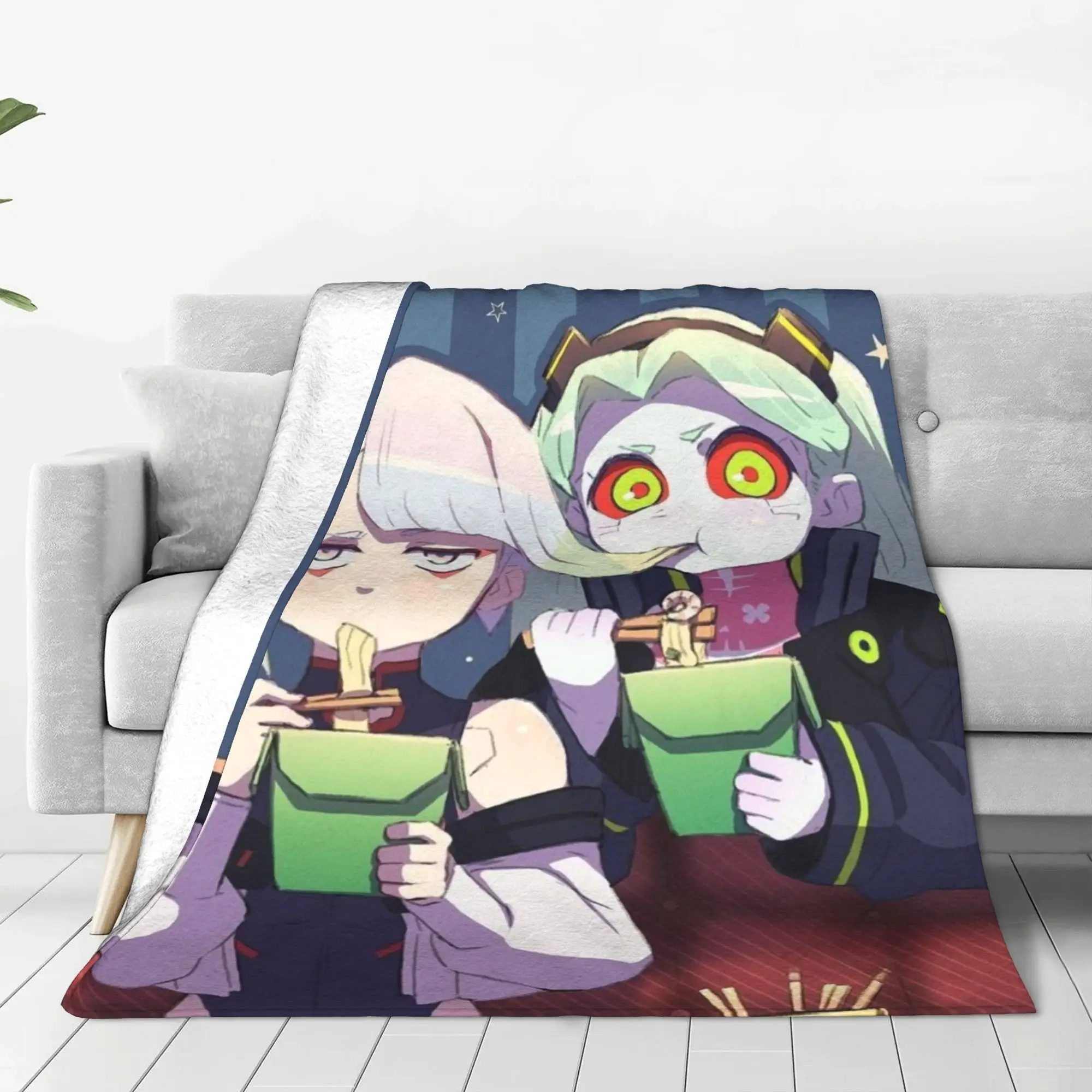 rebecca Cyberpunk Edgerunners Blanket All Season   Breathable Lightweight Throw Blankets For Car Travel  Plush Thin Quilt