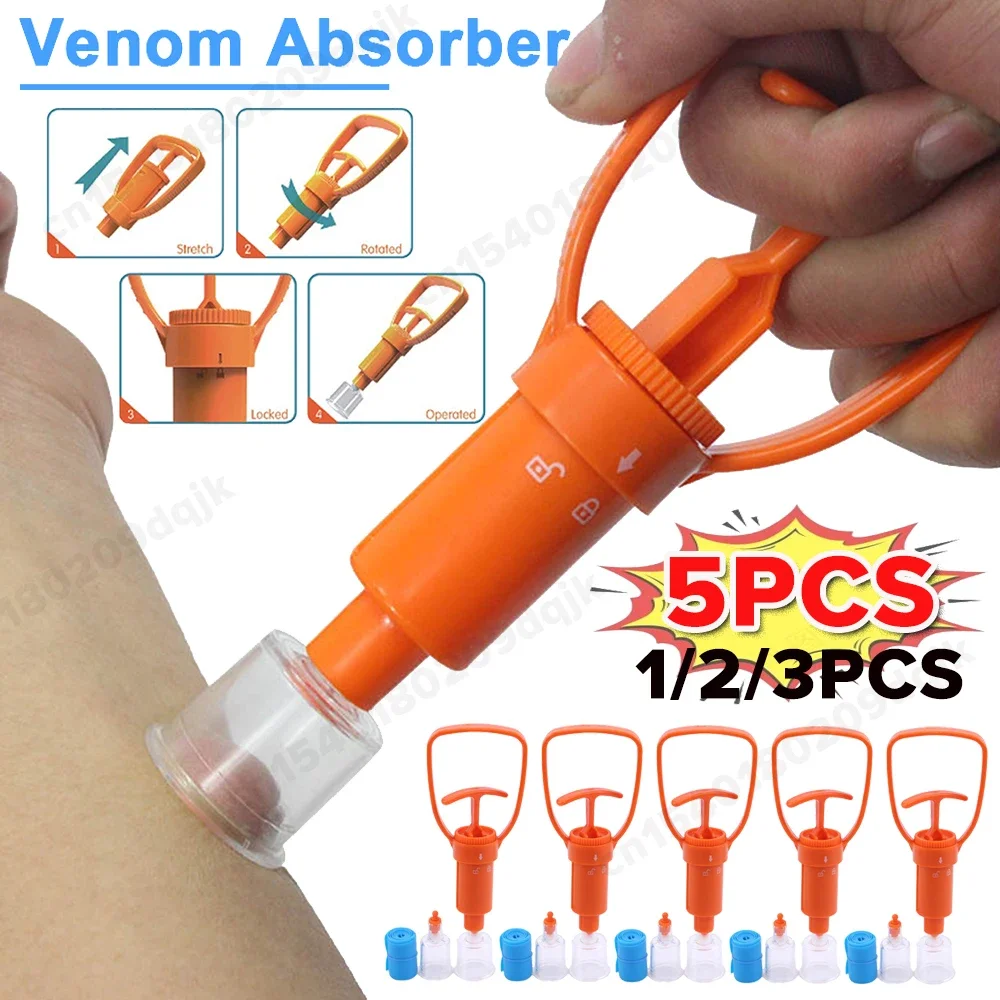 

1-5pcs Safety Venom Protector Extractor Snake Mosquito Bee Bite Vacuum Suction Pump Outdoor Survival Camping Extractor Tools