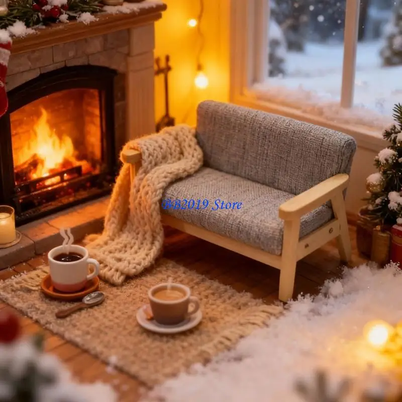 

Q0KB двухместный диван, модель миниатюрного кукольного домика, модель подробного деревянного кресла, мебели для коллекционера