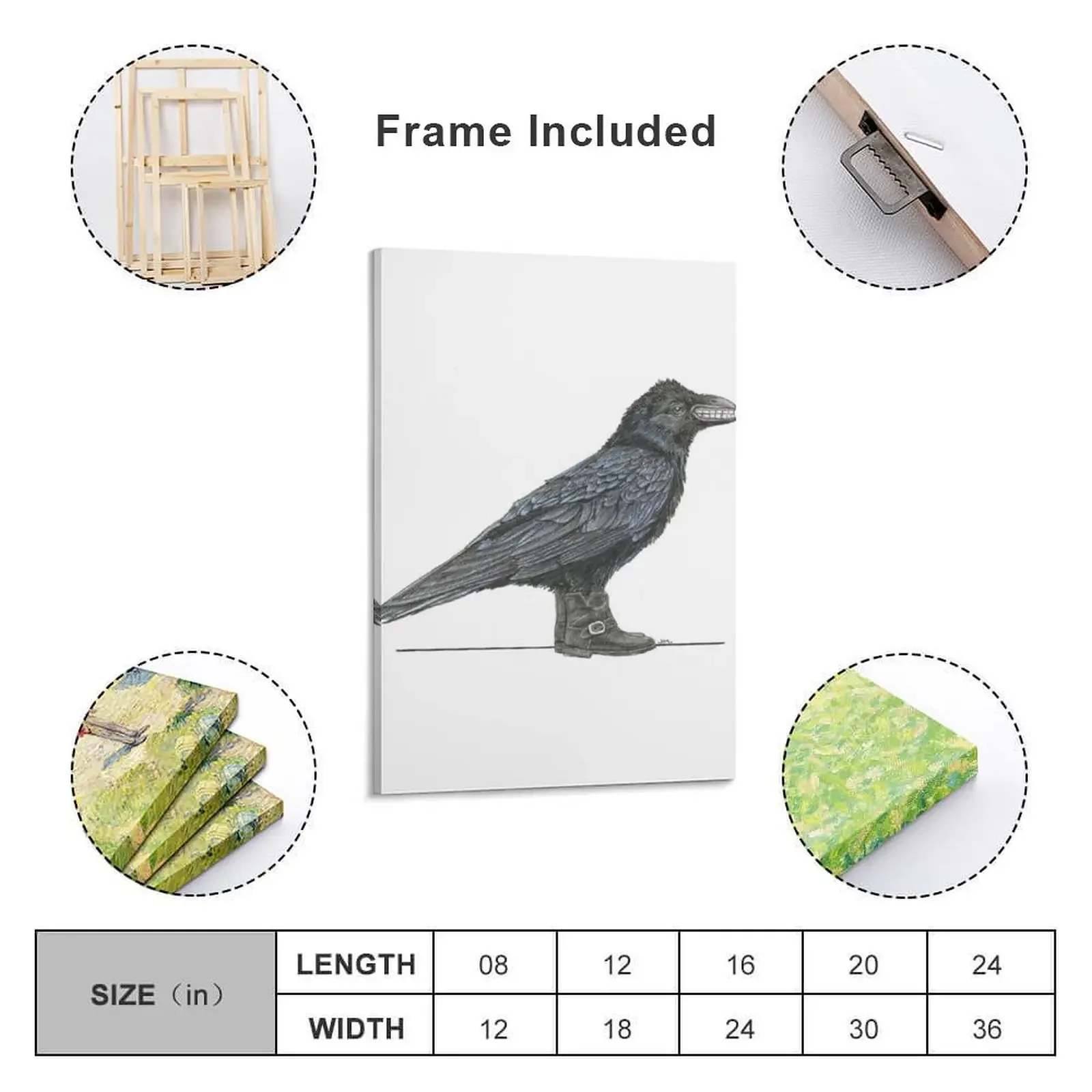 Crow with False Teeth in Engineer Boots Canvas Painting Decoration pictures room wall room decorations for men poster mural