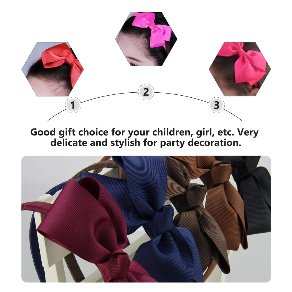 

6Pcs Bowknot Hair Hoops Children Lovely Decorative Hairbands Stylish Party Headbands Birthday Gift Decorative Hair Hoops