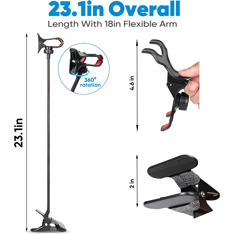 360 °   Soporte para teléfono móvil con Clip, soporte portátil Flexible para cama perezosa, soporte de escritorio, Base de soporte para IPhone, Samsung, Xiaomi