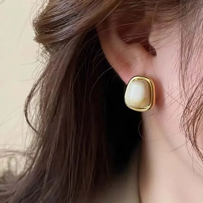 خمر القهوة اللون مربع الراتنج وأقراط للنساء الفتيات موضة المعادن غير النظامية هندسية أقراط مجوهرات 2023 العصرية