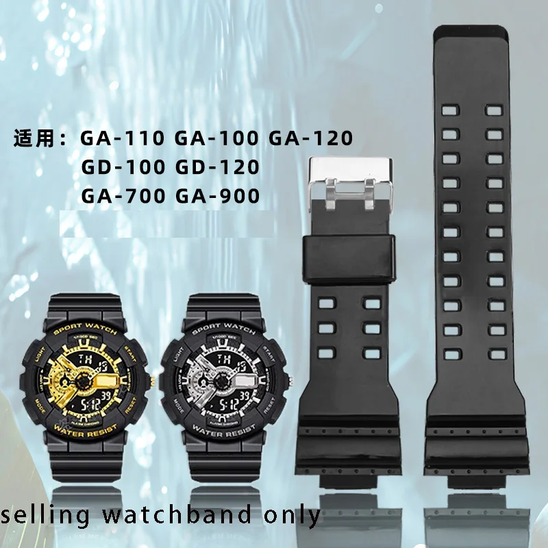 

Силиконовый браслет 16 мм для Casio gshock, серия Black Gold, ремешок для часов GA-110/100, силиконовый ремешок из смолы, аксессуары