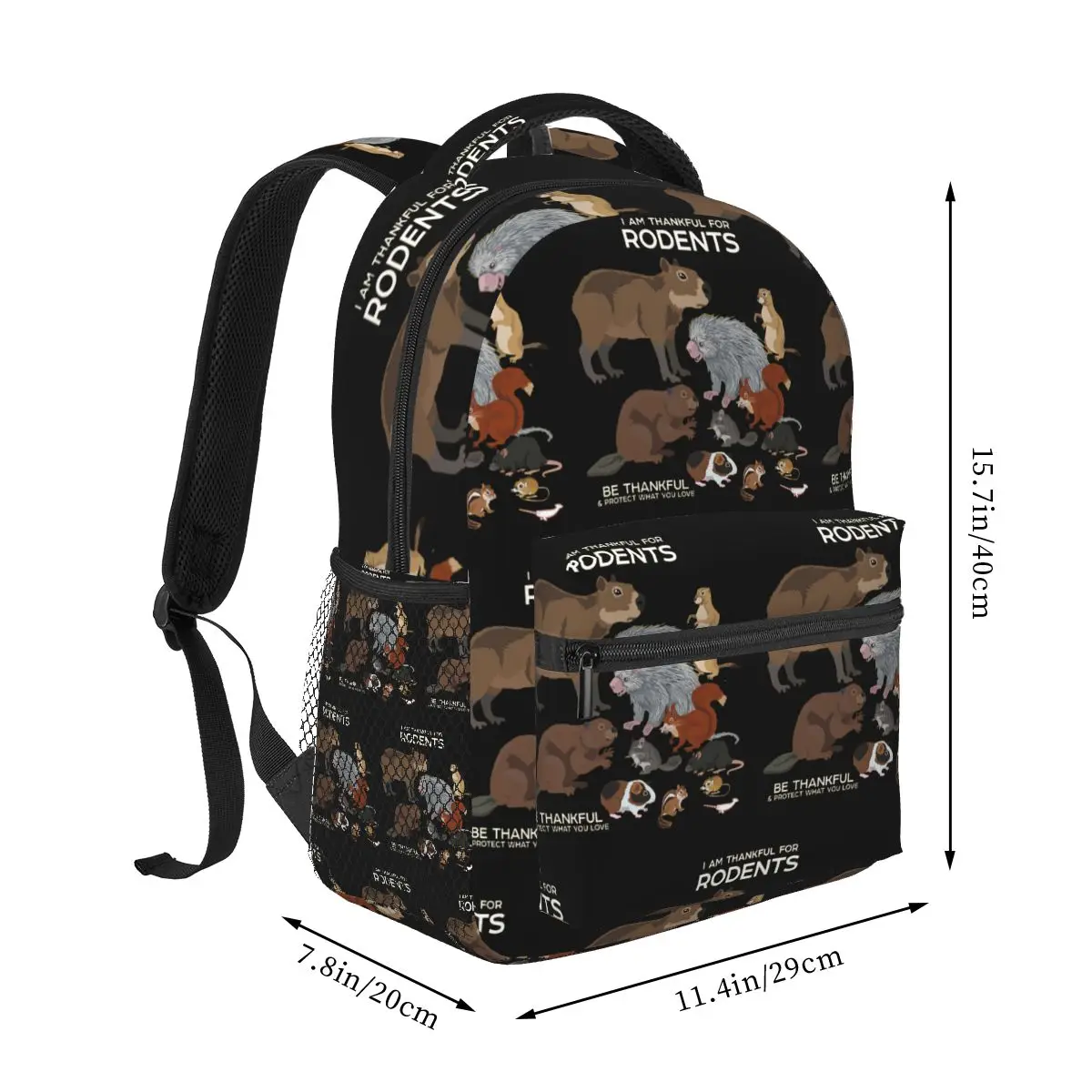 I Am Thankful For Rodents Backpacks Boys Girls Bookbag Children School Bags Cartoon Laptop Rucksack Shoulder Bag Large Capacity