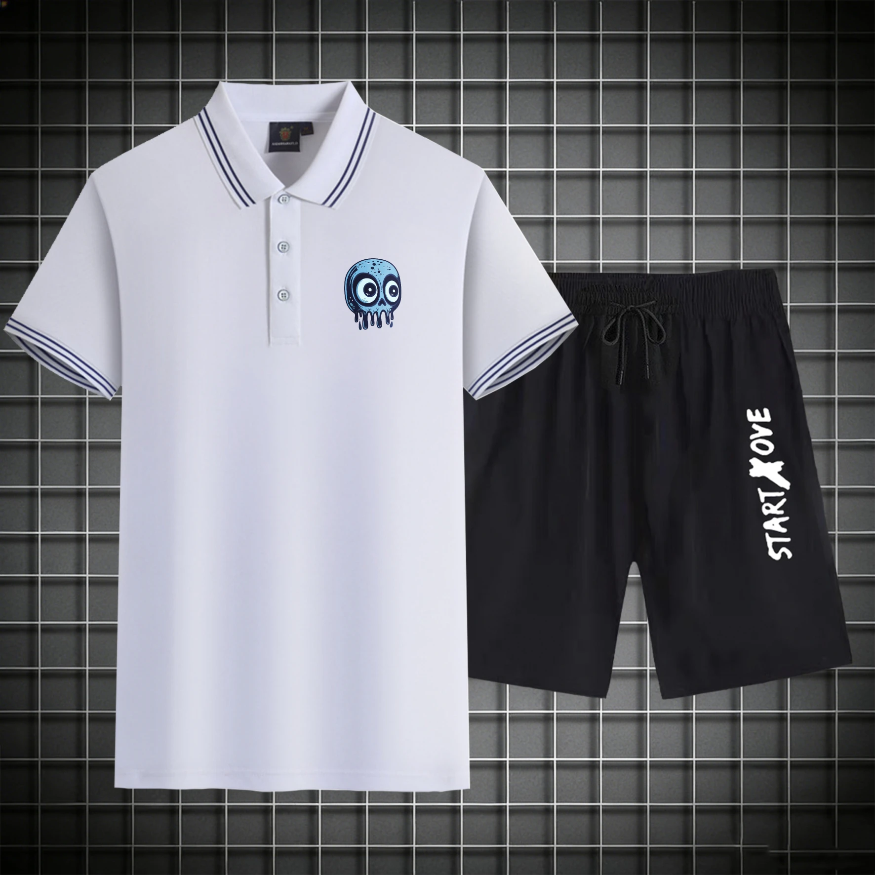 

men's Polos sets 2026 Summer Short sleeve Polyester Printed jogging set Sportswear Graphic 2 piece set sweat suit Old money man