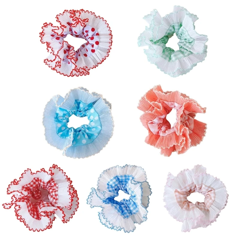 Large French Bobbles Women Lace Scrunchies Fashionable Elastic Hair Scrunchy