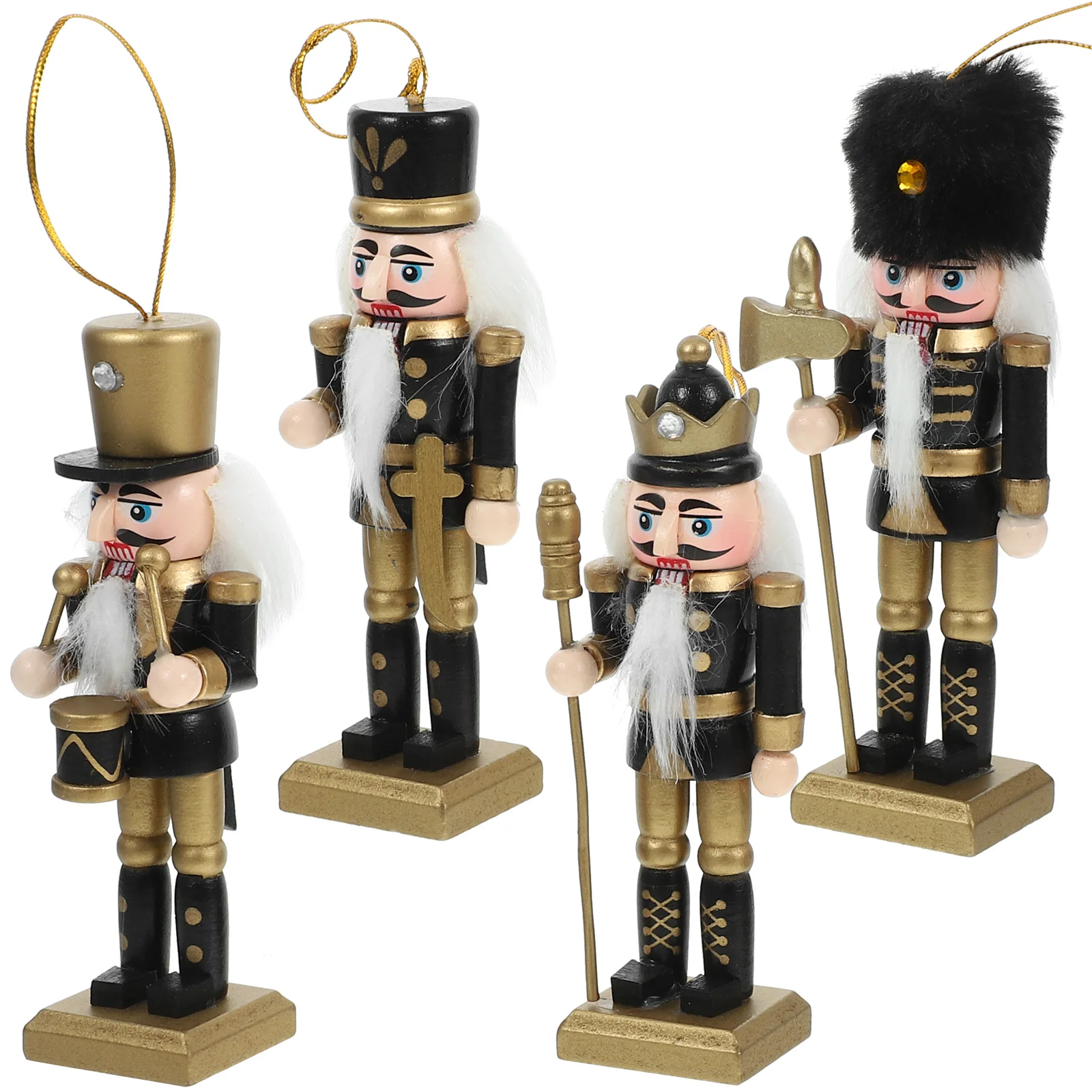 

4 Pcs Nutcracker Ornament Chistmas Decor Christmas Statue Craft Ornaments Desktop Decoration Wood Classic Soldier