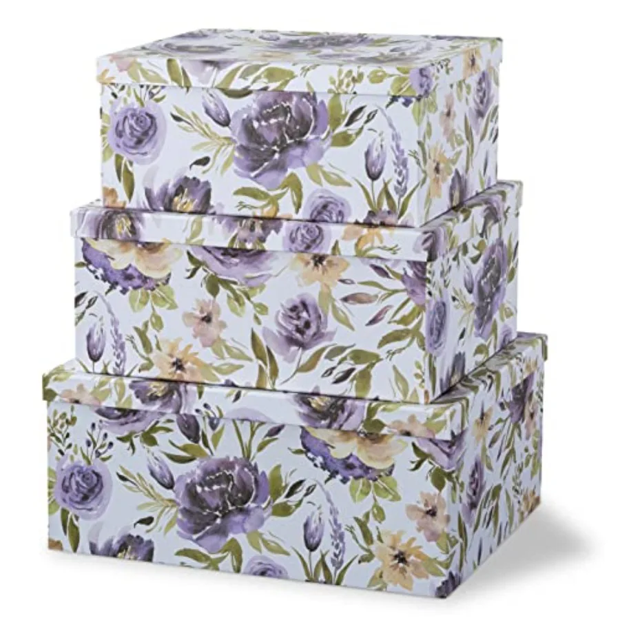 

Decorative Cardboard Storage Boxes with Lids for Home Decor and Organization, Set of 3 Large Keepsake Boxes for Memories and Gi
