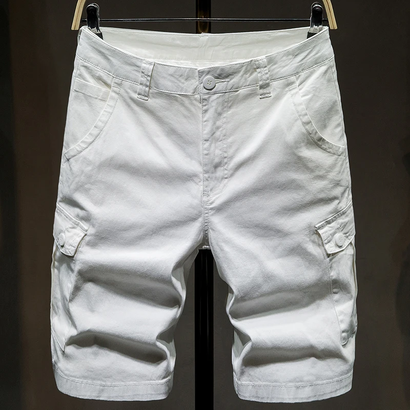 

White Casual Cotton orts Men's Loose Workwear Five-Point Summer Thin Outerwear Middle-Pants Trendy Brand Youthful Sle