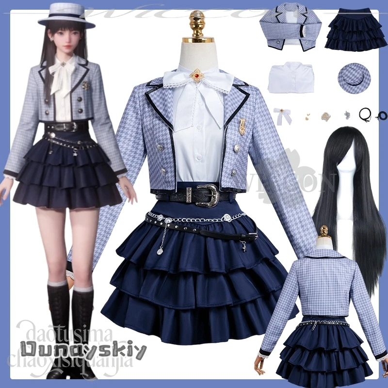 BHemera S @ أنثى الرصاص موحدة تأثيري houndstooth قصيرة أنيقة سترة قصيرة فستان قصير قبعة هالوين حفلة أنيمي لعبة الحب #3