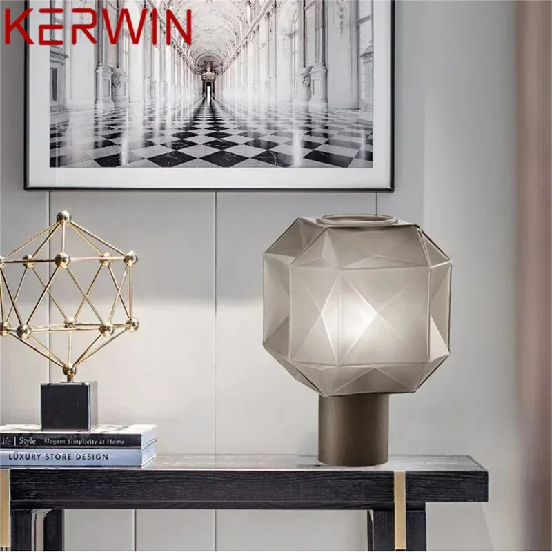 KERWIN Modern Nordic Creative Table Lamp Ice Block Design Desk Light Decorative for Home Living Room