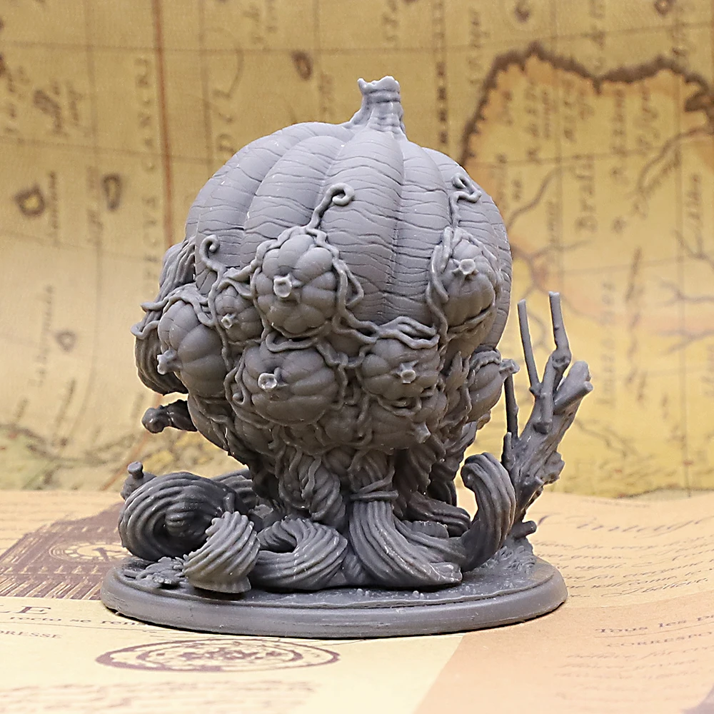 Halloween Pumpkin Monster Miniature Figure, Unpainted Resin Model for DIY Painting, Tabletop RPG & Horror Decor